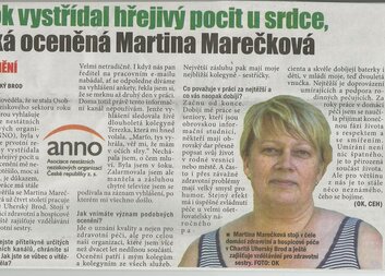 O Martině Marečkové z brodské Charity píše týdeník DDK