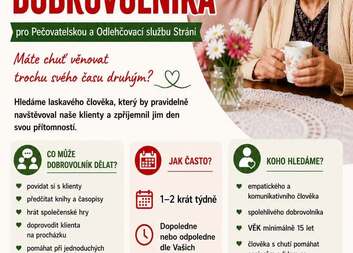 Hledáme dobrovolníka pro Pečovatelskou a Odlehčovací službu Strání